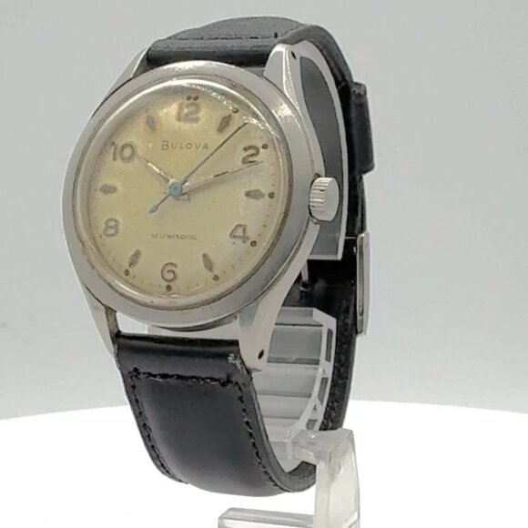 Vintage 34mm Bulova Men's Automatic Wristwatch Swiss Made Stainless Steel - Picture 1 of 4